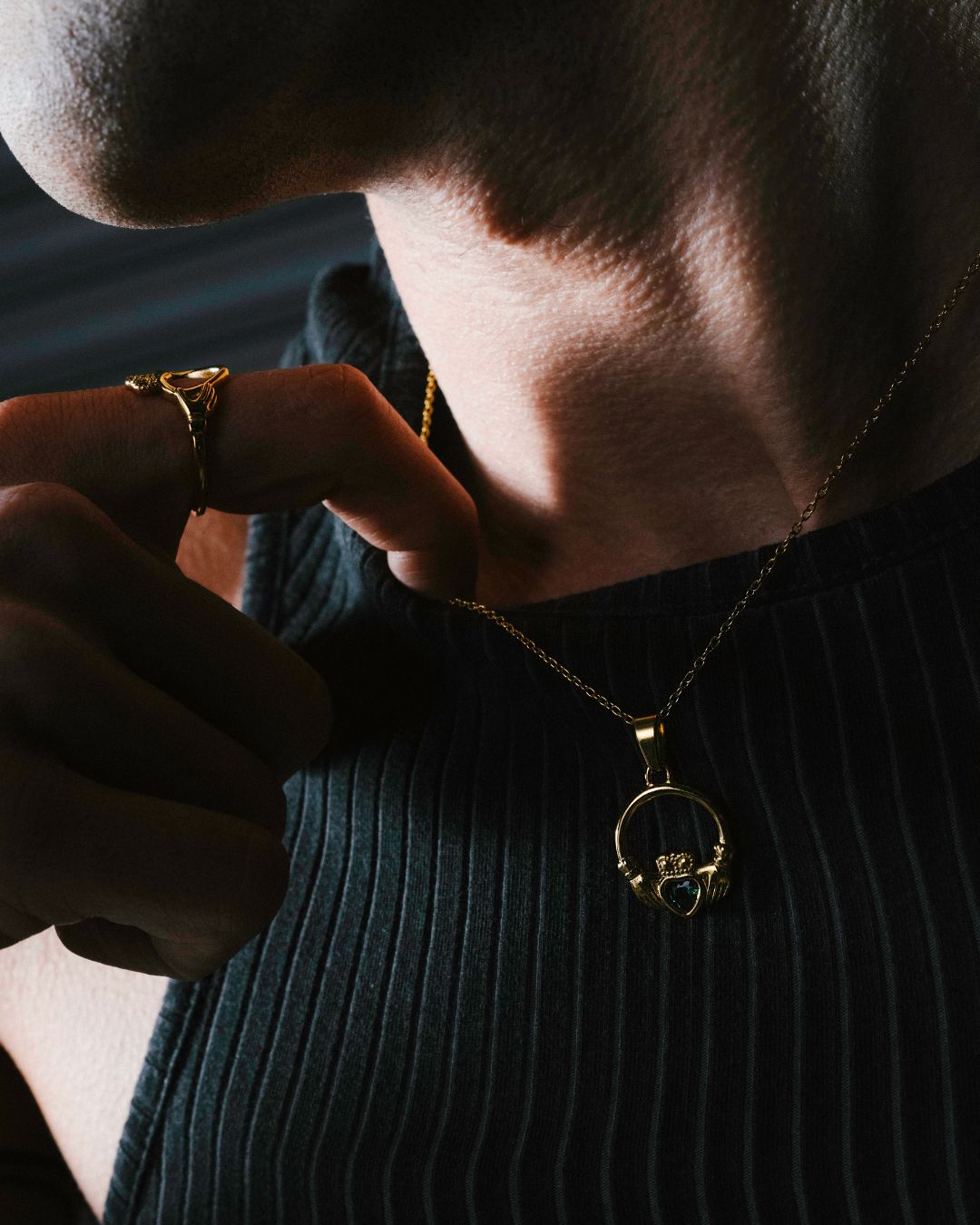 Emerald Claddagh Necklace