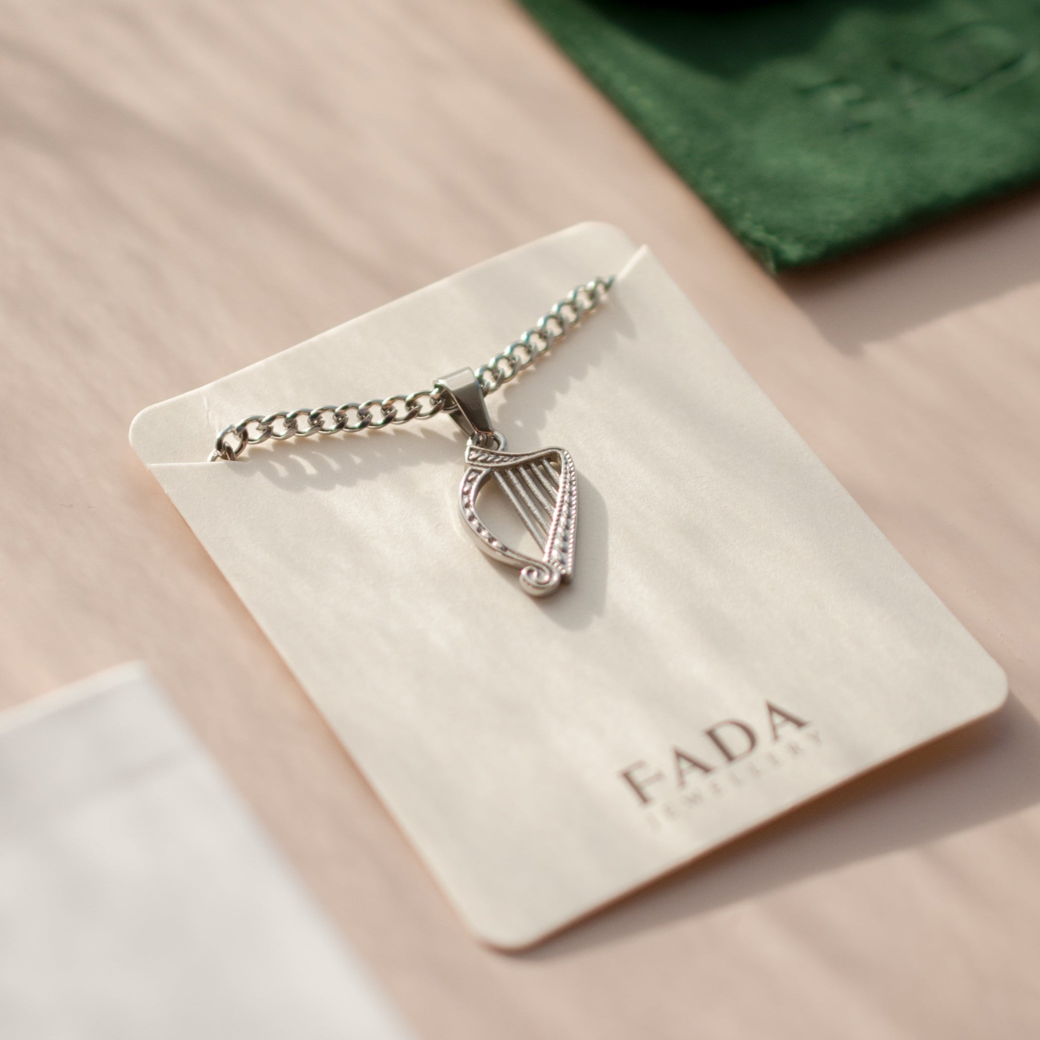 Silver Harp Necklace