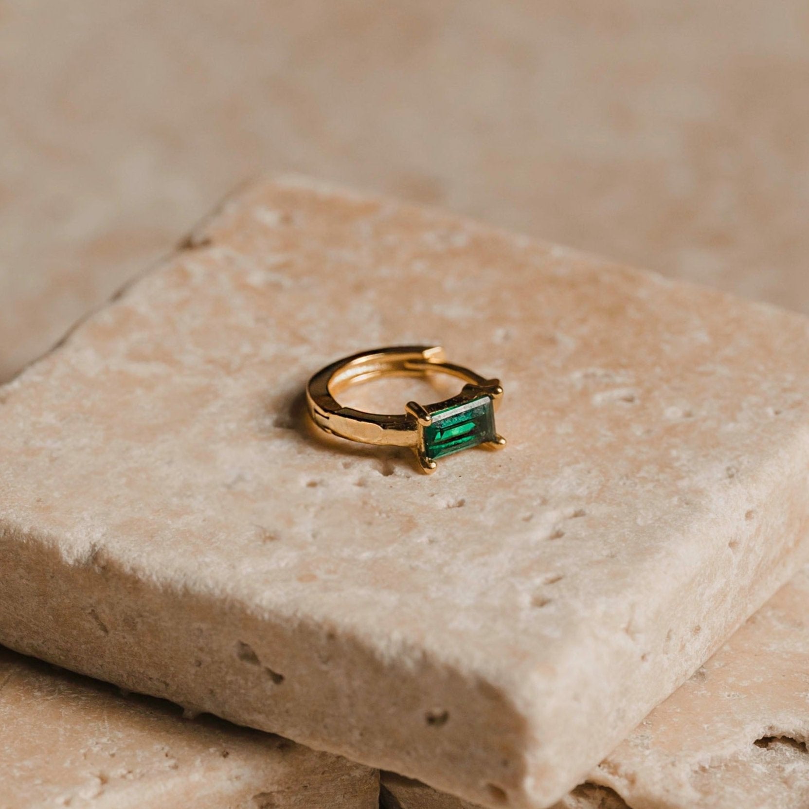 Emerald Huggie Earrings