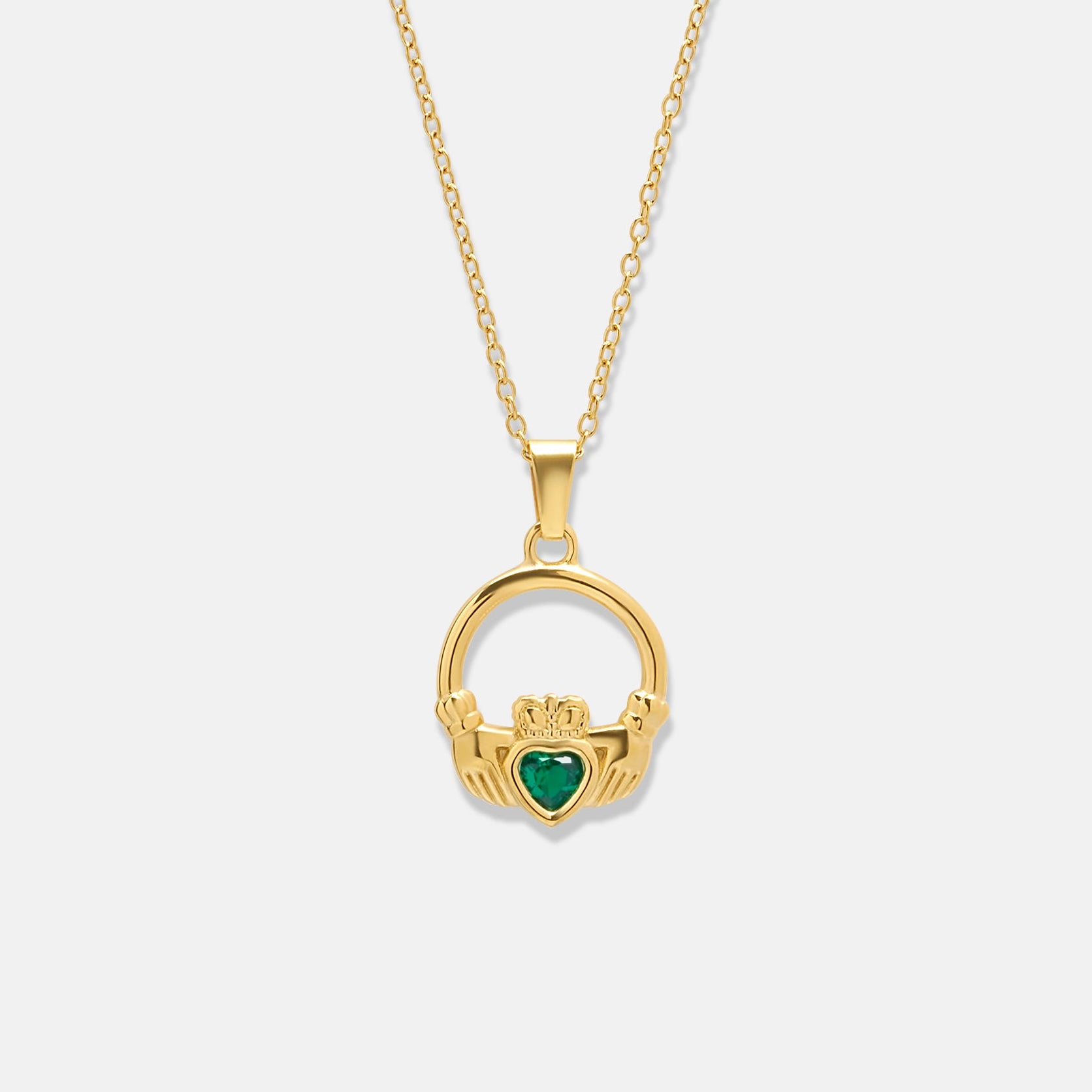 Emerald Claddagh Necklace