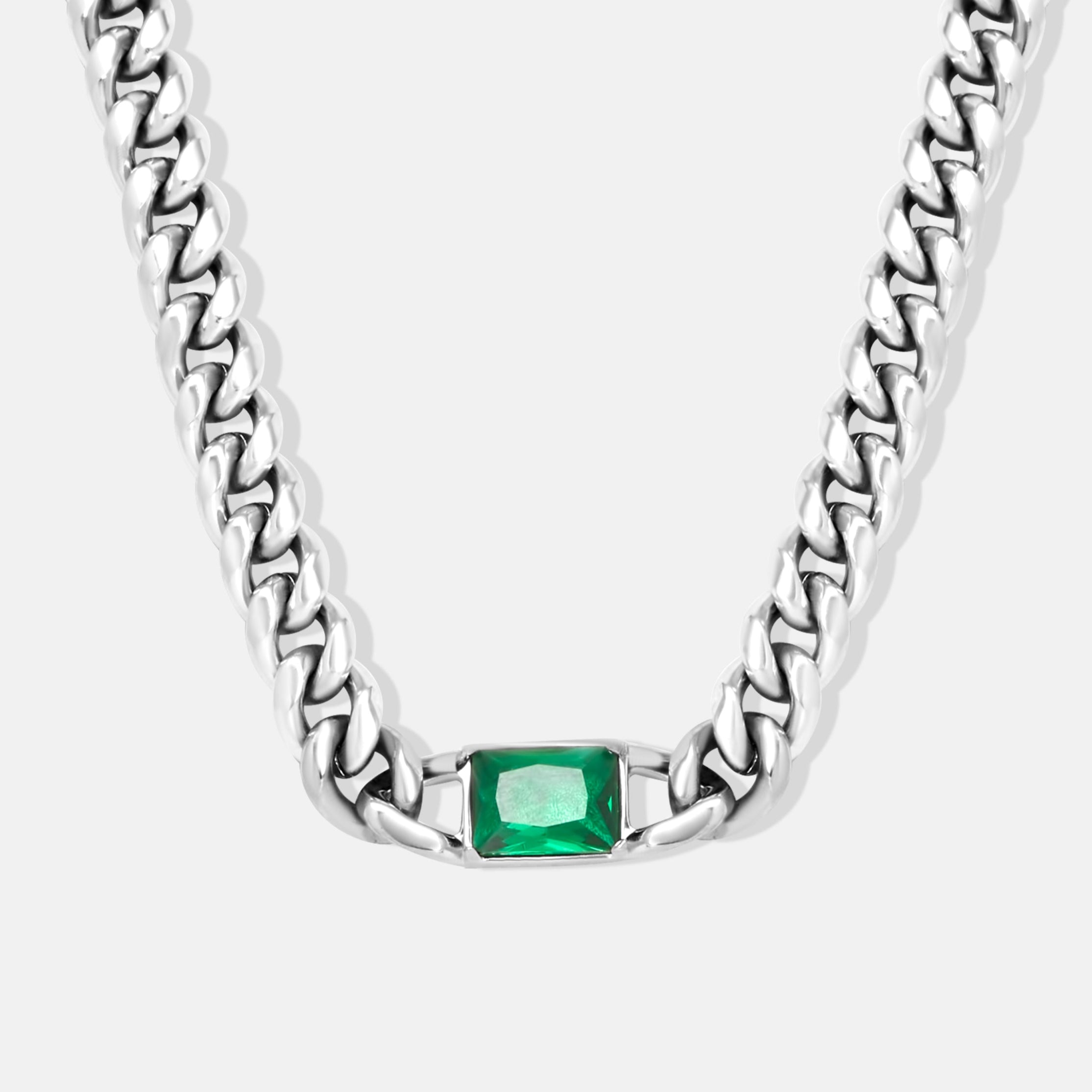 Silver Emerald Necklace