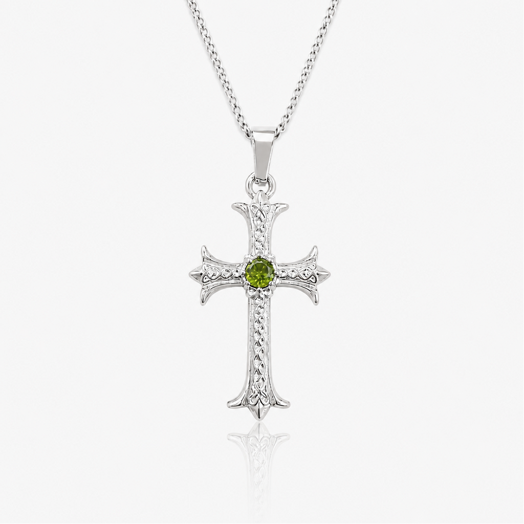 Celtic Peridot Cross Necklace