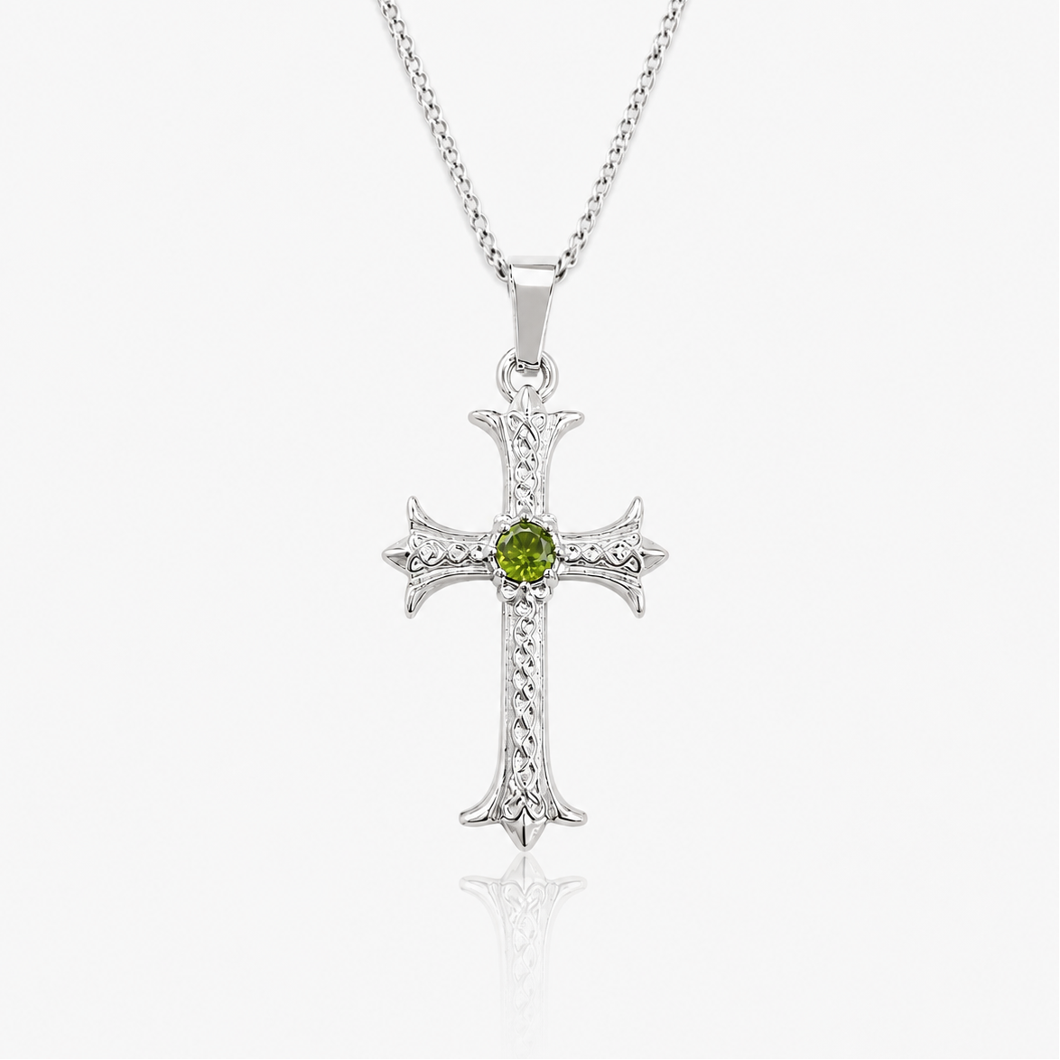 Celtic Peridot Cross Necklace