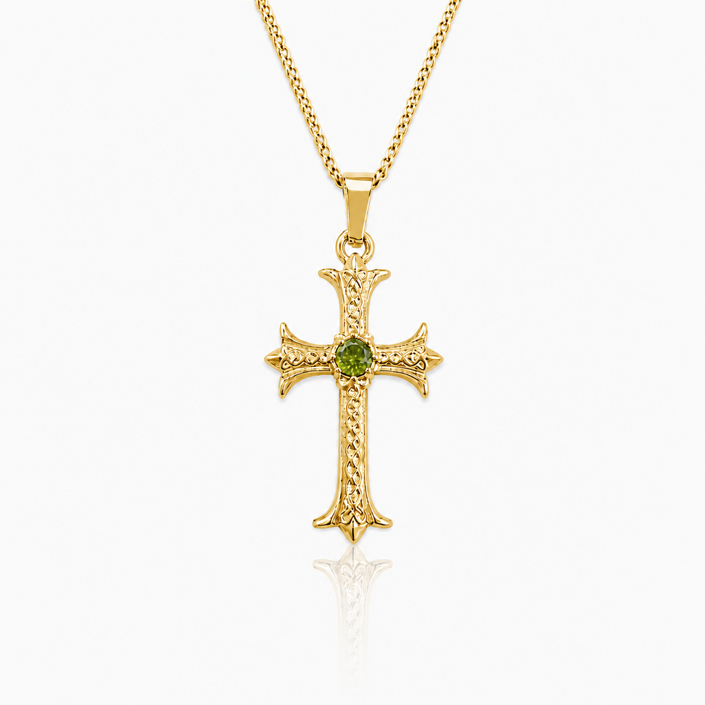 Celtic Peridot Cross Necklace